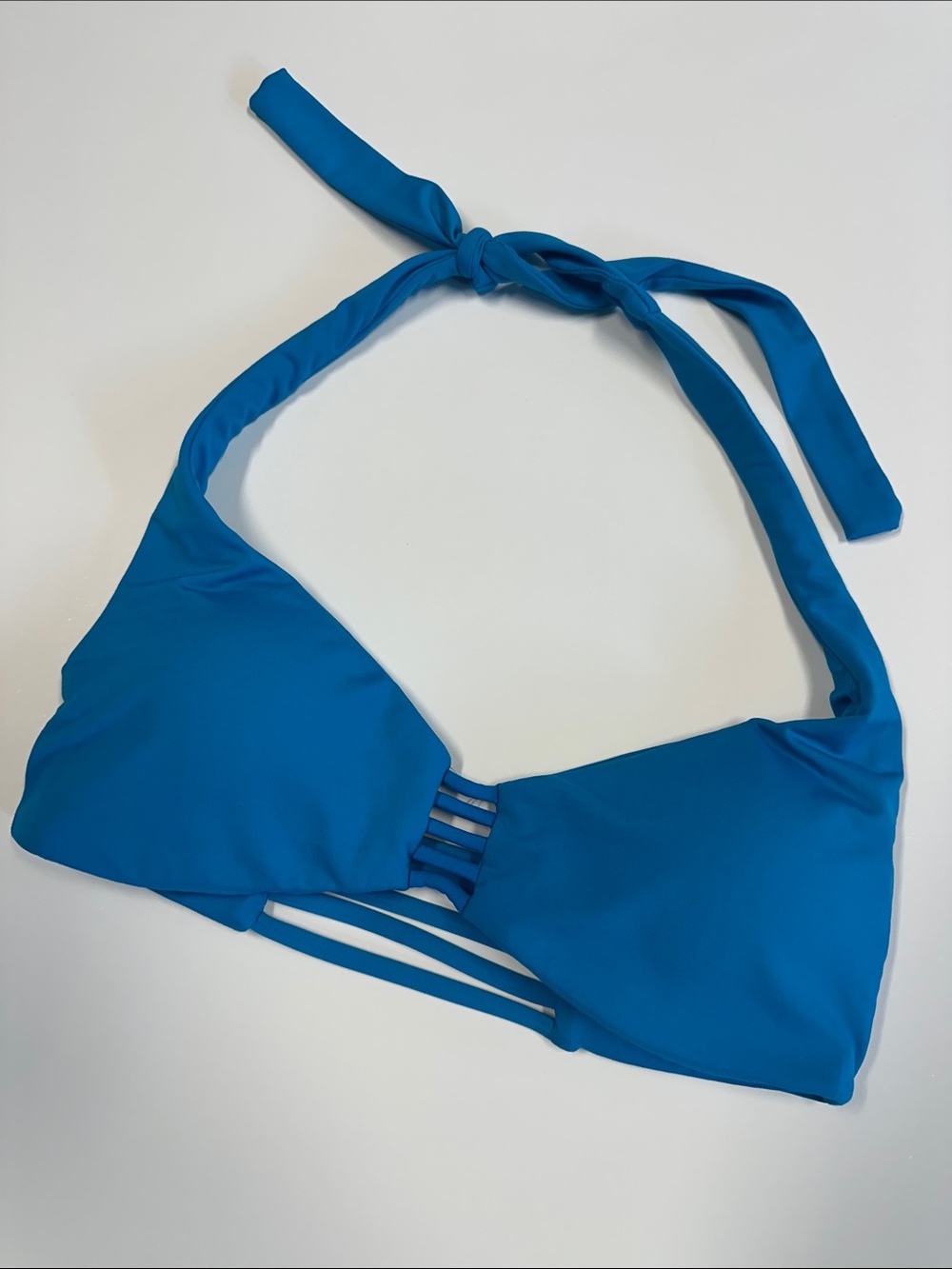 Roxy Blue Halter Bikini Top with Strappy Center Detail